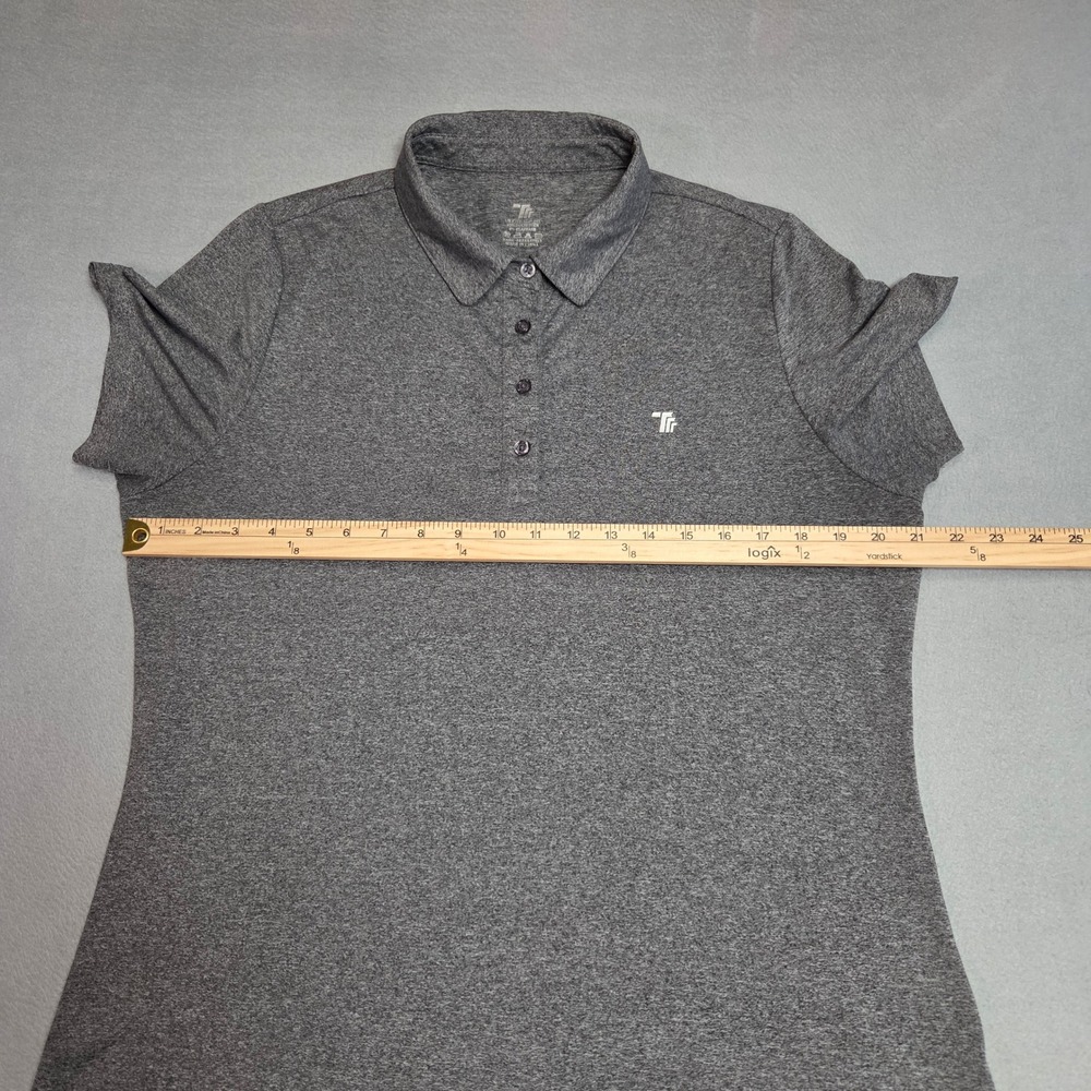 Tuff Athletics Polo Shirt Womens L Gray Short Sleeve Performance Active Stretch - Picture 4 of 12